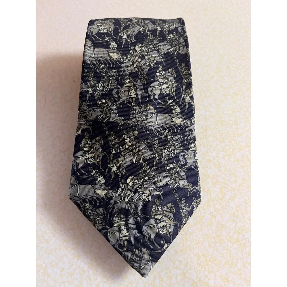 Vintage MCM by Fumagalli's Silk Tie - Classical Horsemen Print - Italy
